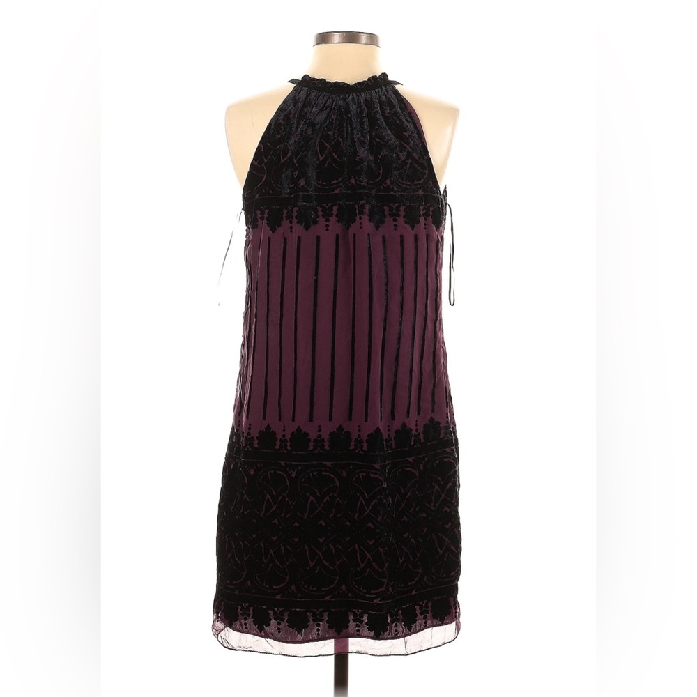 Max Studio Print Velvet Halter Mini Dress. Size: Small